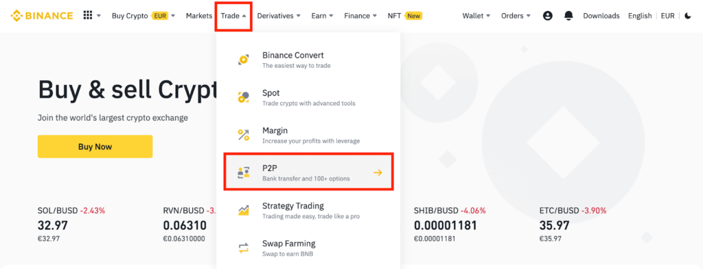 Making a P2P Buy Trade Using the Express Option